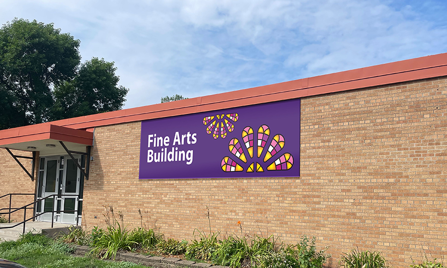 Fine Arts Building with banner on the outside