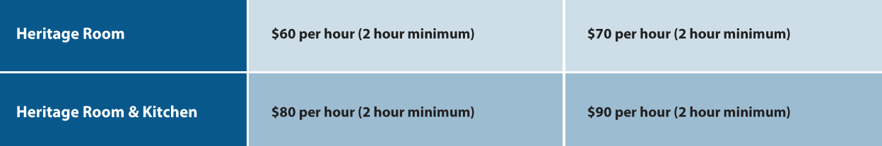 Heritage Room Fees